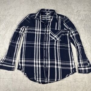 Lucky Brand Boyfriend Button Down Flannel Shirt Blue/White Plaid Size Small